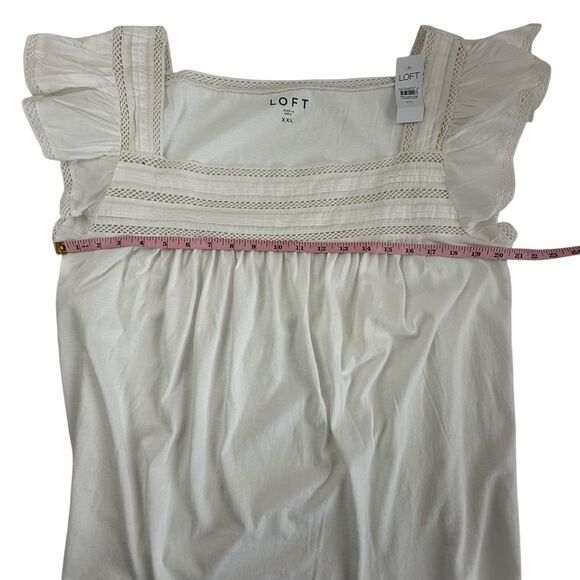 NEW Ann Taylor Loft Flutter Sleeve Bohemian Peasant Top XXL White Flutter Sleeve - Picture 9 of 10